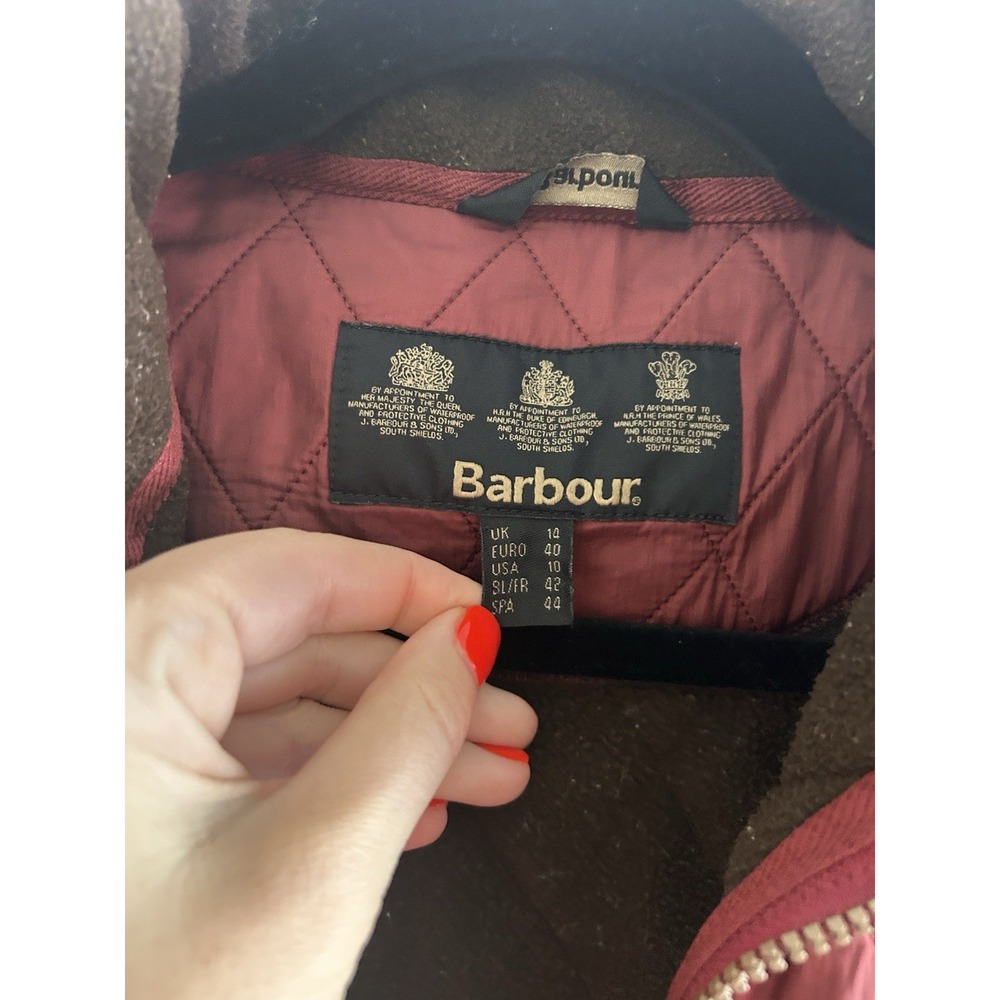Women`s Barbour Utility Polarquilt Jacket Red Polyester Size 10 - Picture 3 of 4